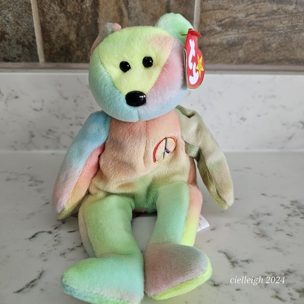 Peace The Bear TY Beanie Baby Vintage